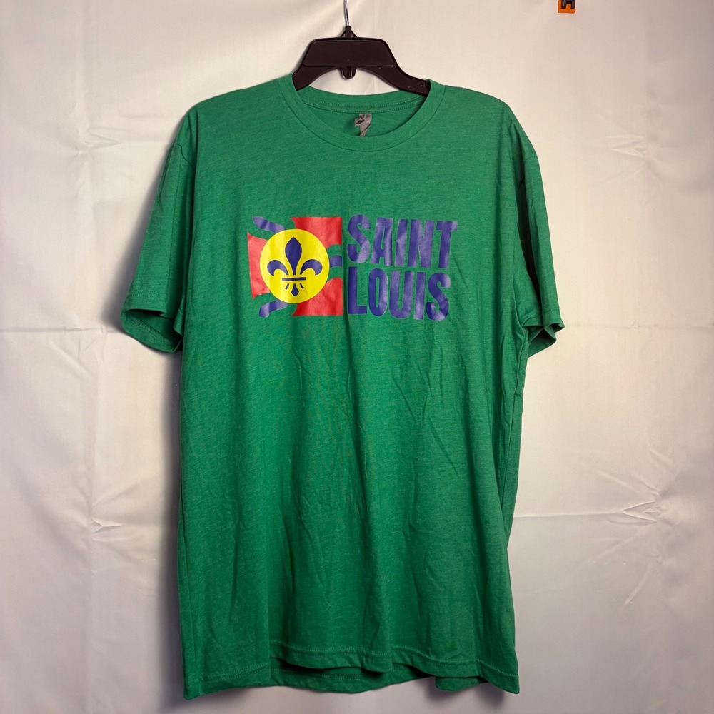 Next Level Apparel Saint Louis Fleur-de-Lis Graphic T-Shirt Green Mens L 6210
